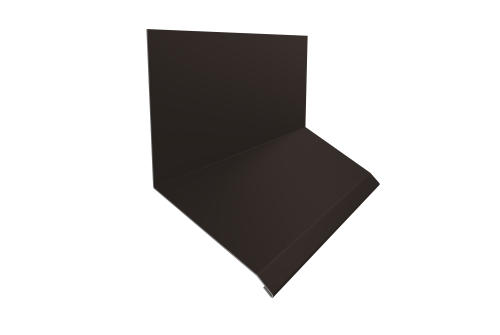 Планка примыкание верхнее к стене фальц Grand Line 150х130х20 0,45 PE с пленкой RR 32 темно-коричневый (2м)