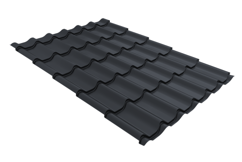 Металлочерепица классик Grand Line 0.5 PurPro RAL 7024 мокрый асфальт