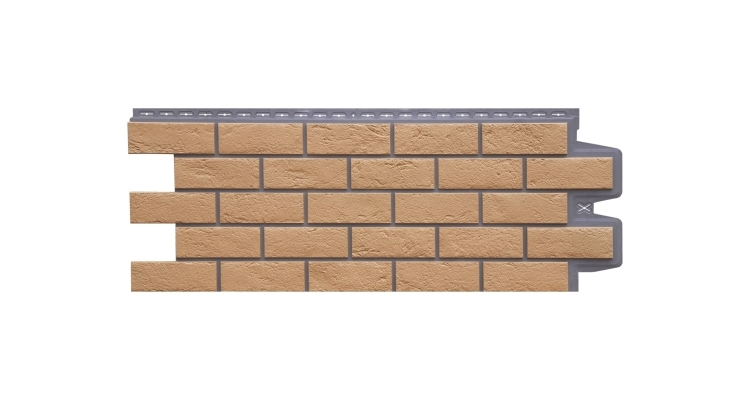Фасадная панель GL Состаренный кирпич Design Plus солома с темно-бежевым швом