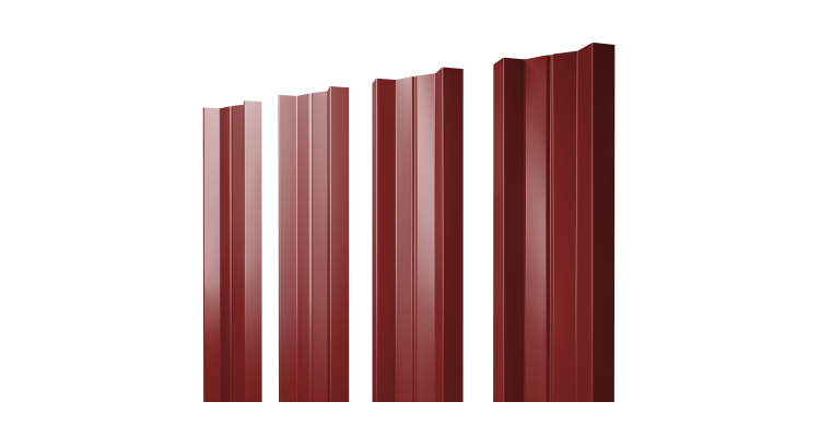 Штакетник М-образный A с прямым резом 0.45 PE RAL 3011 коричнево-красный