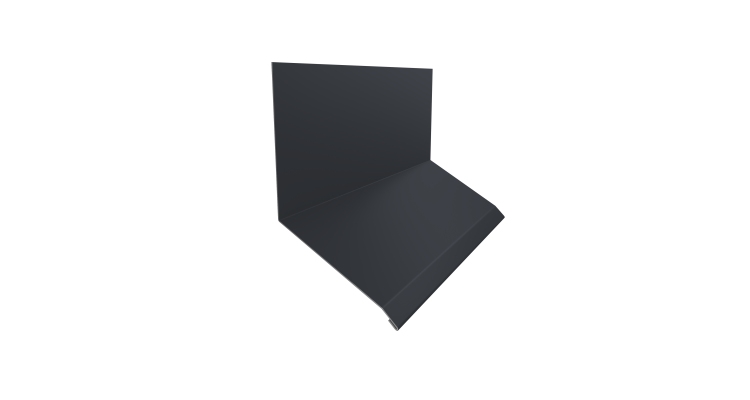 Планка примыкание верхнее к стене фальц 150х130х20 0,5 Satin с пленкой RAL 7024 мокрый асфальт (3м)